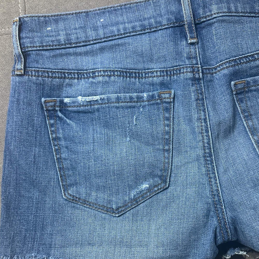 LOFT Classic Blue Distressed Jean Shorts - Picture 8 of 12